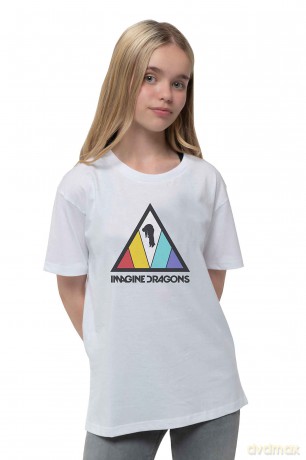 Imagine Dragons: Kids T-Shirt: Triangle Logo (White) (5-6 Years)