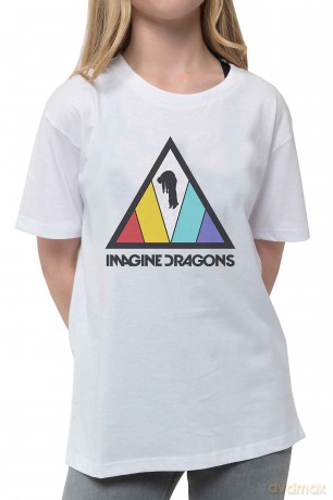 Imagine Dragons: Kids T-Shirt: Triangle Logo (White) (5-6 Years)