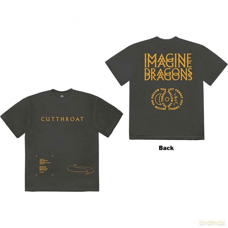Imagine Dragons: Unisex T-Shirt: Cutthroat Symbols (Charcoal Grey) (Back Print) (Small)