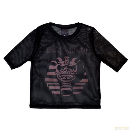 Iron Maiden: Ladies Crop Top: Powerslave Mummy (Black) (Mesh) (Medium)
