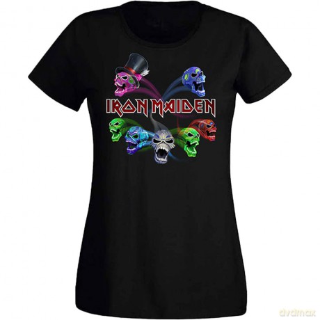 Iron Maiden: Ladies T-Shirt: Legacy of the Beast Live Album Skulls (Black) (Back Print) (XX-Large)