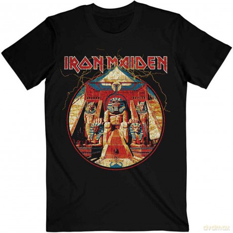 T-Shirt: Iron Maiden Men'S Tee: Powerslave Lightning Circle (X-Large)
