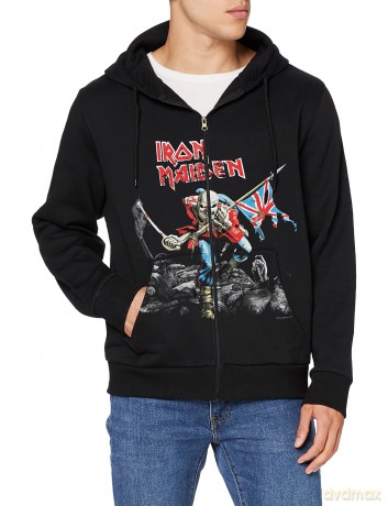 Iron Maiden: Men's Zipped Hoodie: Scuffed Trooper with Back Printing (Medium)