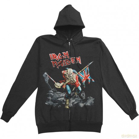 Iron Maiden: Men's Zipped Hoodie: Scuffed Trooper with Back Printing (Medium)