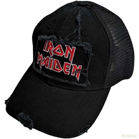 Iron Maiden: Unisex Mesh Back Cap: Scuffed Logo (Black)