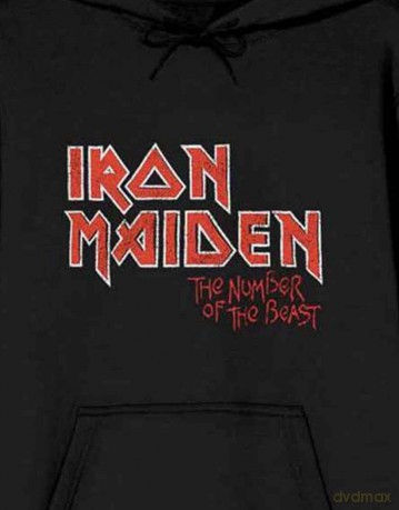 Iron Maiden: Unisex Pullover Hoodie: Number Of The Beast Vintage Logo Faded Edge Album (Black) (Back Print) (Large)
