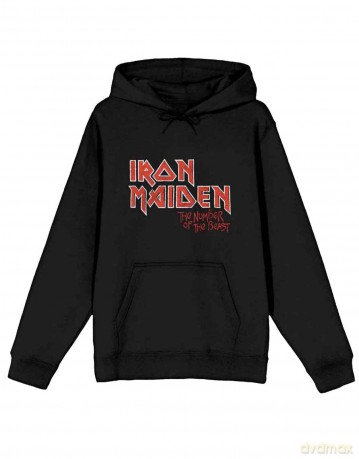Iron Maiden: Unisex Pullover Hoodie: Number Of The Beast Vintage Logo Faded Edge Album (Black) (Back Print) (Small)