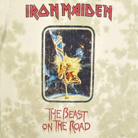 Iron Maiden: Unisex T-Shirt: Beast On The Road (Sand) (Wash Collection) (Large)