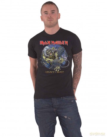 Iron Maiden: Unisex T-Shirt: Eddie Chained Legacy (Black) (Medium)