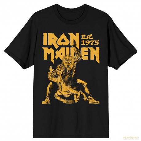 Iron Maiden: Unisex T-Shirt: Est. 1975 Claw Yellow Graphic (Black) (X-Large)