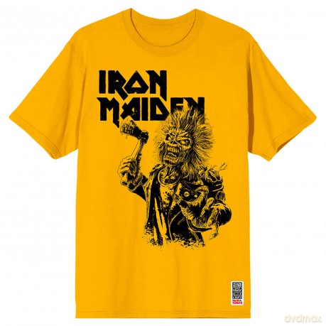 Iron Maiden: Unisex T-Shirt: Est. 1975 Eddie Axe Graphic (Yellow) (Medium)