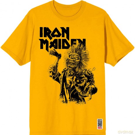 Iron Maiden: Unisex T-Shirt: Est. 1975 Eddie Axe Graphic (Yellow) (XX-Large)