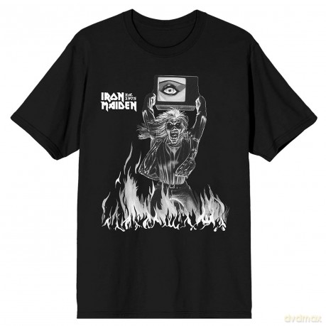 Iron Maiden: Unisex T-Shirt: Est. 1975 Holy Smoke Flames Crop (Black) (X-Large)