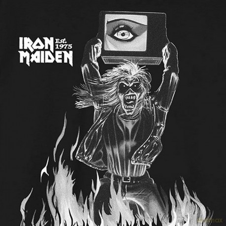 Iron Maiden: Unisex T-Shirt: Est. 1975 Holy Smoke Flames Crop (Black) (XX-Large)