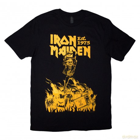 Iron Maiden: Unisex T-Shirt: Est. 1975 Holy Smoke Jumbo Yellow (Black) (Large)