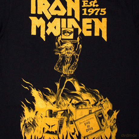 Iron Maiden: Unisex T-Shirt: Est. 1975 Holy Smoke Jumbo Yellow (Black) (X-Large)