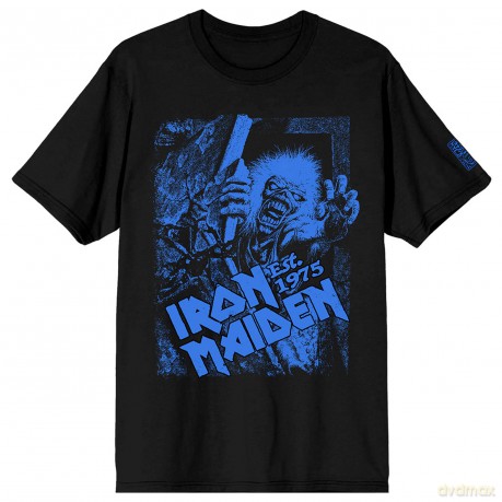 Iron Maiden: Unisex T-Shirt: Est. 1975 No Prayer Grave Blue (Black) (Sleeve Print) (XX-Large)