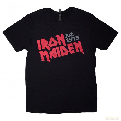 Iron Maiden: Unisex T-Shirt: Est. 1975 Slanted Logo (Black) (Small)