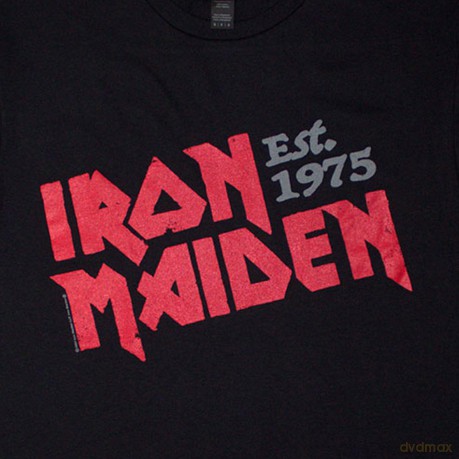 Iron Maiden: Unisex T-Shirt: Est. 1975 Slanted Logo (Black) (Small)