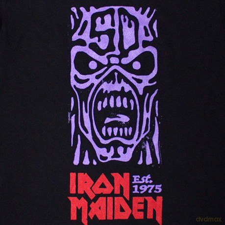 Iron Maiden: Unisex T-Shirt: Est. 1975 Stamp Logo Purple (Black) (Small)