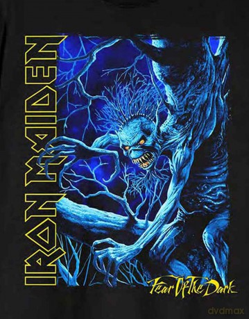 Iron Maiden: Unisex T-Shirt: Fear of the Dark Blue Tone Eddie Vertical Logo (Black) (XX-Large)