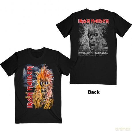 Iron Maiden: Unisex T-Shirt: First Album Track list V.3. (Black) (Back Print) (Small)