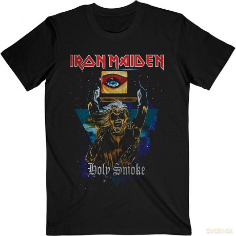Iron Maiden: Unisex T-Shirt: Holy Smoke Space Triangle (Black) (Large)
