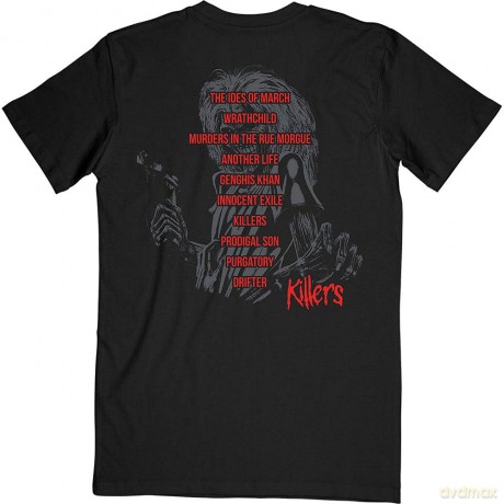 Iron Maiden: Unisex T-Shirt: Killers V.2. Album Track list (Black) (Back Print) (X-Large)