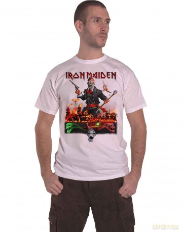 Iron Maiden: Unisex T-Shirt: Legacy of the Beast Live In Mexico City (White) (Back Print) (Medium)