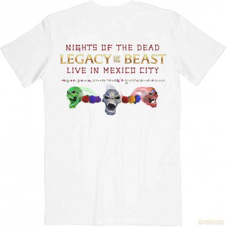 Iron Maiden: Unisex T-Shirt: Legacy of the Beast Live In Mexico City (White) (Back Print) (X-Large)
