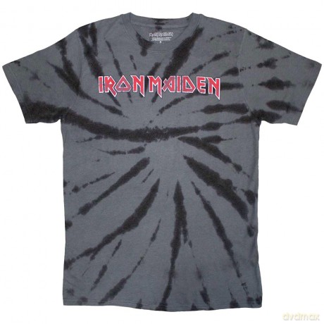 Iron Maiden: Unisex T-Shirt: Logo (Charcoal Grey) (Wash Collection) (Large)