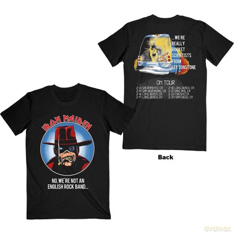Iron Maiden: Unisex T-Shirt: Not An English Rock Band (Black) (Back Print) (Large)