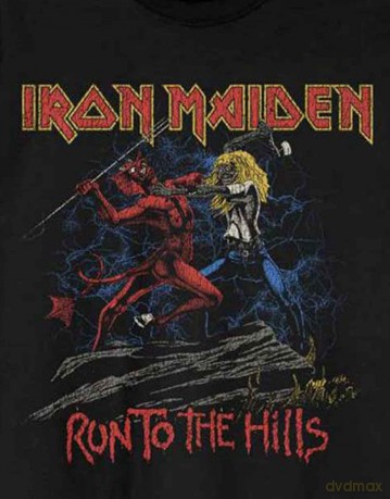 Iron Maiden: Unisex T-Shirt: Number Of The Beast Run To The Hills Distress (Black) (Large)