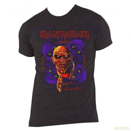 Iron Maiden: Unisex T-Shirt: Piece of Mind Multi Head Eddie (Black) (Small)