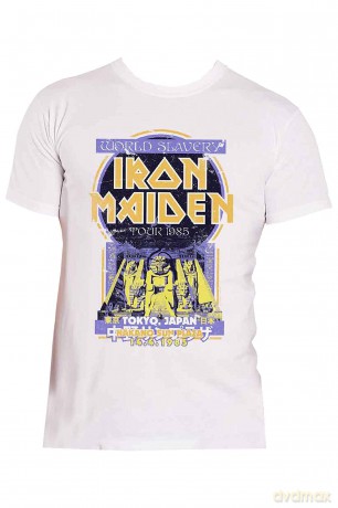 Iron Maiden: Unisex T-Shirt: Powerslave Japan Flyer (White) (XX-Large)