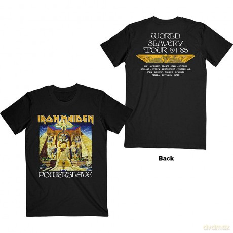 Iron Maiden: Unisex T-Shirt: Powerslave World Slavery Tour (Black) (Back Print) (X-Large)