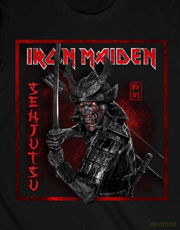 Iron Maiden: Unisex T-Shirt: Senjutsu Cover Distressed Red (Black) (Large)