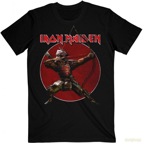 Iron Maiden: Unisex T-Shirt: Senjutsu Eddie Archer Red Circle (Black) (Medium)
