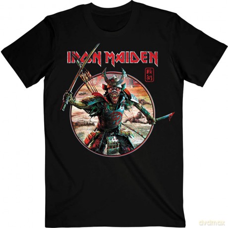 Iron Maiden: Unisex T-Shirt: Senjutsu Eddie Warrior Circle (Black) (Medium)