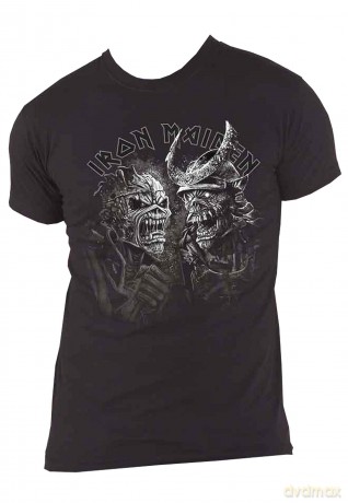 Iron Maiden: Unisex T-Shirt: Senjutsu Large Grayscale Heads (Black) (X-Large)
