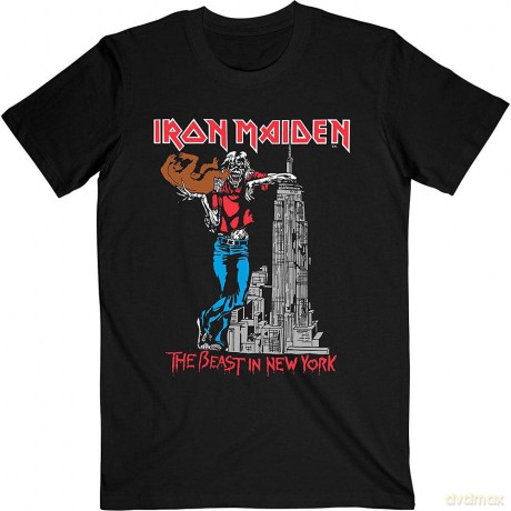 Iron Maiden: Unisex T-Shirt: The Beast In New York (Black) (Back Print) (X-Large)
