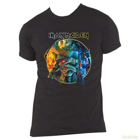 Iron Maiden: Unisex T-Shirt: The Future Past Tour '23 Circle Art (Black) (Large)