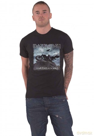 Iron Maiden: Unisex T-Shirt: The Writing on the Wall Single Cover (Black) (Small)
