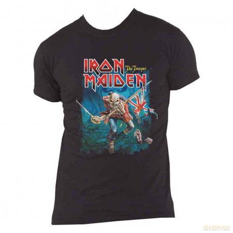 Iron Maiden: Unisex T-Shirt: Trooper Eddie Large Eyes (Black) (Medium)