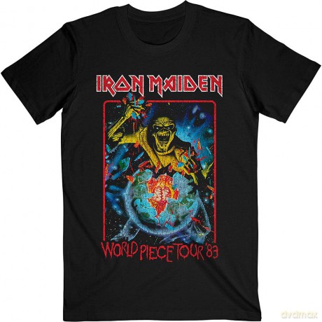 Iron Maiden: Unisex T-Shirt: World Piece Tour '84 V.1. (Black) (Large)