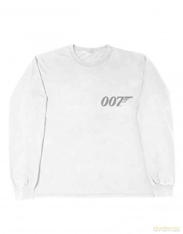 James Bond 007: Unisex Long Sleeve T-Shirt: Goldeneye Japanese Poster (White) (Back Print) (X-Large)