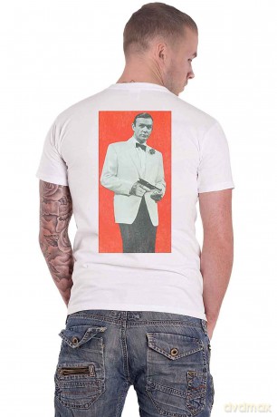 James Bond 007: Unisex T-Shirt: Goldfinger Profile (White) (Back Print) (Large)