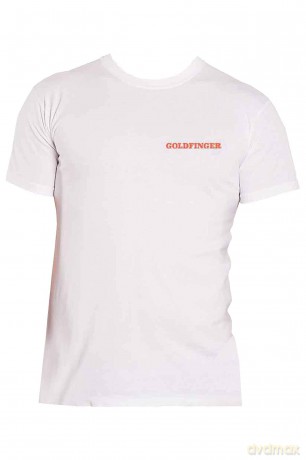 James Bond 007: Unisex T-Shirt: Goldfinger Profile (White) (Back Print) (Medium)