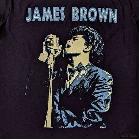 James Brown: Unisex T-Shirt: Holding Mic (Black) (Small)