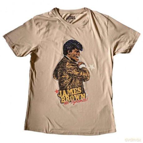 James Brown: Unisex T-Shirt: Mr Dynamite (Sand) (Medium)